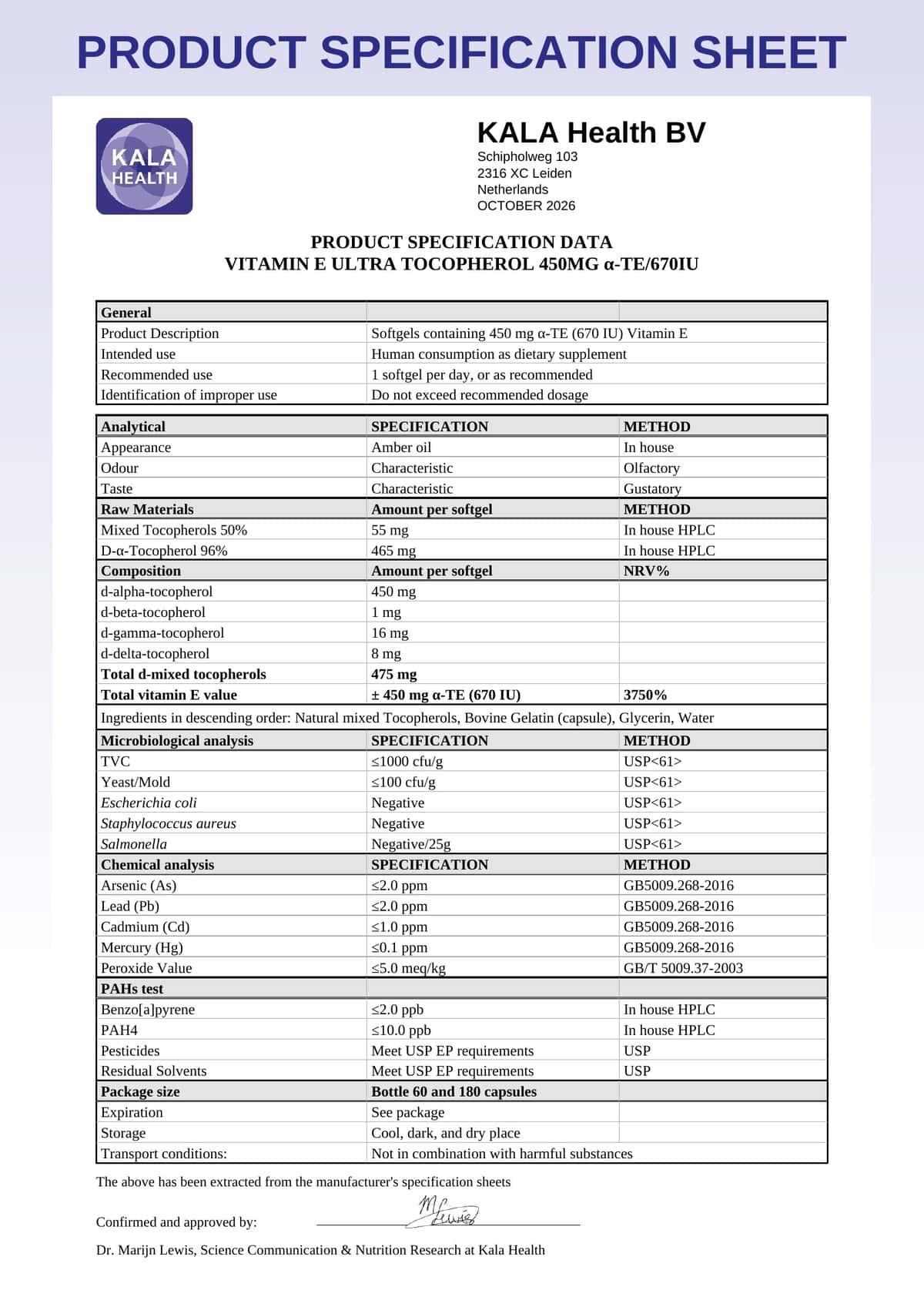 Vitamin E Ultra Tocopherole 5 product specification sheet vitamin E ultra tocopherol softgels